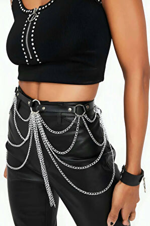 Zincir Detaylı Şık Deri Harness Kemer - APFT512