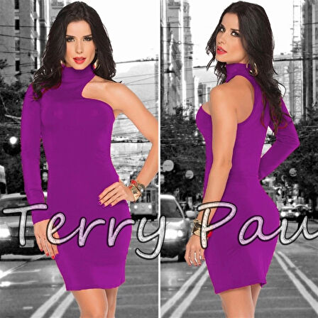 TP101061 Asimetrik Mini Elbise