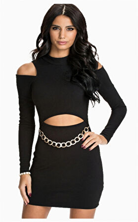 DTP101189 Özel Dizayn Zincirli Elbise