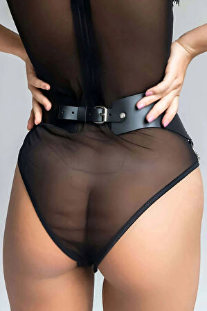 Zincirli Deri Kemer, Tarz Bel Kemeri, Zincir Detaylı Elbise Kemeri - APFT988