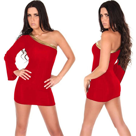 TP100912 Asimetrik Dizayn Mini Elbise