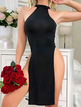 Bayan Siyah Mini Elbise