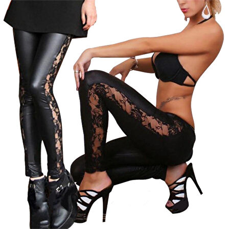 TP101309 Dantel Kenarlı Lame Tayt