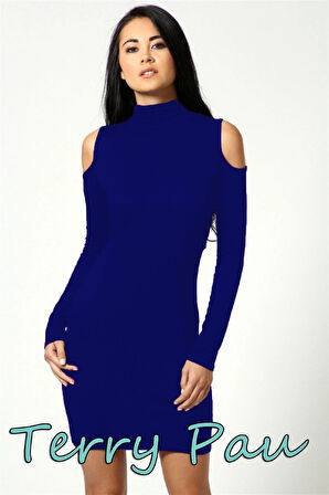 TP101177 Omuzu Açık Uzun Kollu Elbise