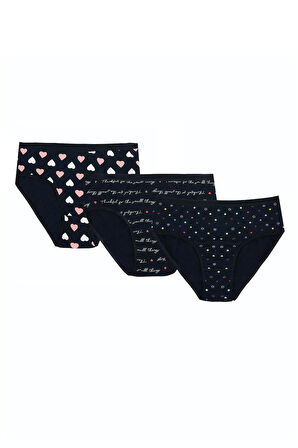 Büyük Beden Pamuklu Likralı Karışık Renkli 3'lü Külot