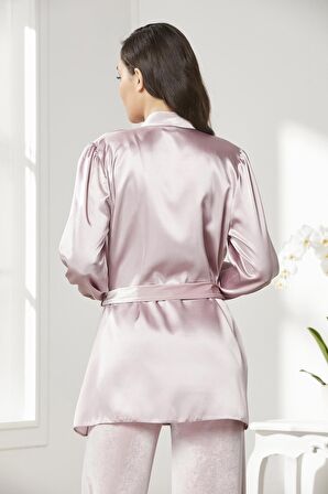 Kadife Saten 3'lü Kadın Crop'lu Pijama Takımı - 2050