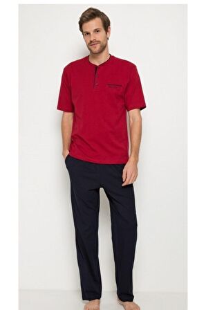 Bordo Pijama Takımı 3'lu +Beyaz Atlet Boxer Takım ( 5370-150)