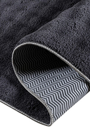 MEC Home Düz Gri Peluş Halı - Kaymaz Tabanlı, Yumuşak Dokulu, Makinede Yıkanabilir, Salon & Yatak Odası İçin - 11 Farklı Ölçü Seçeneği 