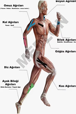 Mavi  Ağrı Sporcu Bandı Kinesio Tape Eklem Kas Ağrıları  Kinezyo Bant