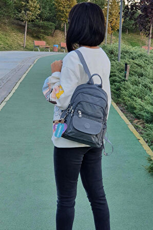NEMO BAGS Unisex Gri Sırt Çantası 12'' İnç Günlük Kullanım Klinkır Suya Dayanıklı Sırt Çantası/ Tablet Bölmeli/ Spor Çantası Kılinkır 30x25x13cm