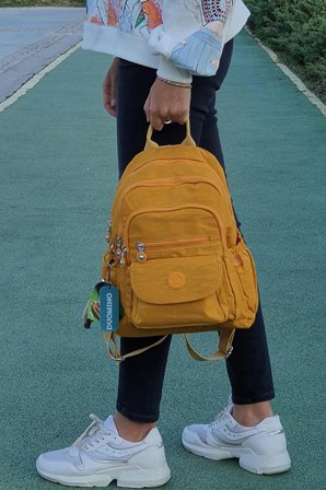 NEMO BAGS Unisex Sarı Sırt Çantası 12'' İnç Günlük Kullanım Klinkır Suya Dayanıklı Sırt Çantası/ Tablet Bölmeli/ Spor Çantası Kılinkır 30x25x13cm