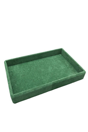 Yerli Üretim Küçük Boy Süet Kumaş Yeşil Renk 22/14 cm Servis Tablası