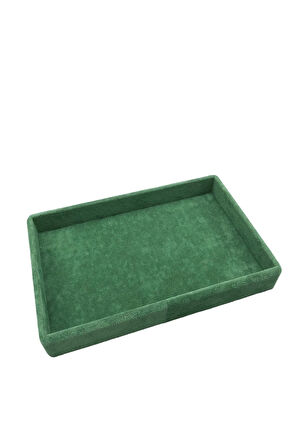 Yerli Üretim Küçük Boy Süet Kumaş Yeşil Renk 22/14 cm Servis Tablası