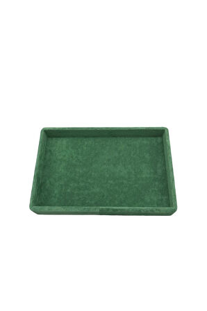 Yerli Üretim Küçük Boy Süet Kumaş Yeşil Renk 22/14 cm Servis Tablası