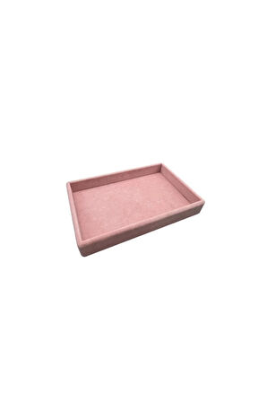 Yerli Üretim Küçük Boy Süet Kumaş Pembe Renk 22/14 cm Servis Tablası