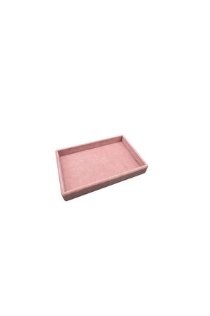 Yerli Üretim Küçük Boy Süet Kumaş Pembe Renk 22/14 cm Servis Tablası