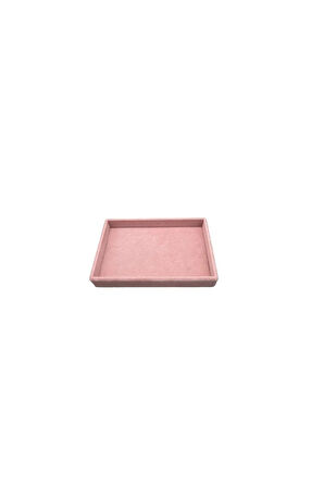 Yerli Üretim Küçük Boy Süet Kumaş Pembe Renk 22/14 cm Servis Tablası