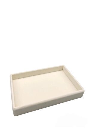 Yerli Üretim Küçük Boy Süet Kumaş Krem Renk 22/14 Cm Servis Tablası