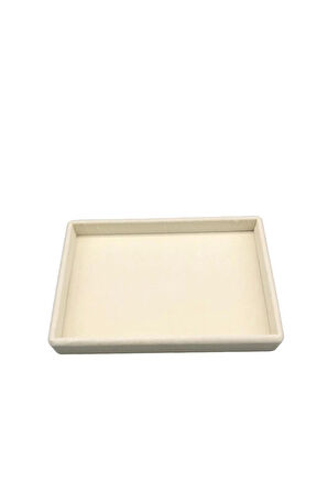 Yerli Üretim Küçük Boy Süet Kumaş Krem Renk 22/14 Cm Servis Tablası