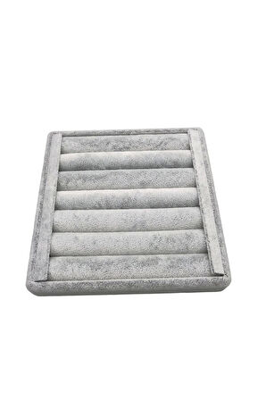 Yerli Üretim Süet Kumaş Gri Renk 15 cm / 15 cm Yüzük Sergileme Standı