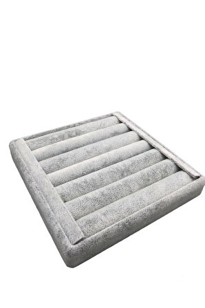 Yerli Üretim Süet Kumaş Gri Renk 15 cm / 15 cm Yüzük Sergileme Standı