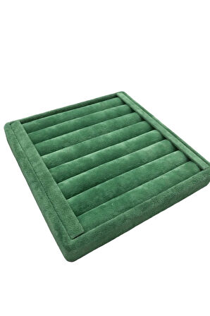 Yerli Üretim Süet Kumaş Yeşil Renk 15 cm / 15 cm Yüzük Sergileme Standı