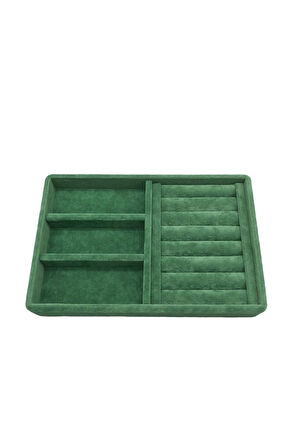Yerli Üretim Süet Kumaş Yeşil Renk 22 cm / 14 cm Çekmece İçi Takı Standı