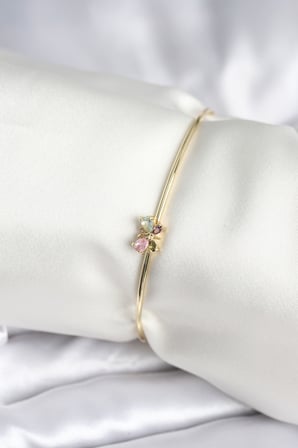 Renkli Figür Gold Renk Pirinç Kadın Bileklik - TJ-BB8004