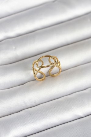 316L Çelik Gold Renk Zincir Model Kadın Yüzük TJ-BYK4166
