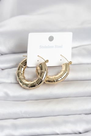 316L Çelik Gold Renk Bambu Model Halka Kadın Küpe TJ-BKP11828
