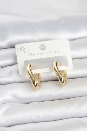 316L Çelik Gold Renk Asimetrik Halka Model Kadın Küpe TJ-BKP11853