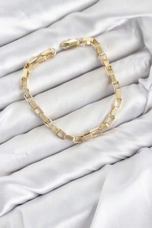 CM Kare Halka Model Gold Renk Pirinç Kadın Bileklik TJ-BB8592