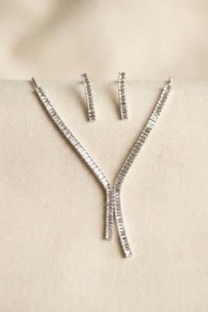 Baget Zirkon Taşlı Su Yolu Kolye ve Küpe Set TJ-BKO11158