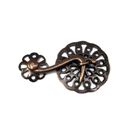 Antik Bakır 50 Adet Zamak Çengel Kilit 56x33 mm - Yuvarlak, Karşılıklı Mobilya, Dolap, Sandık, Kutu,