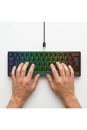 V800 68 Tuşlu RGB Mekanik Gaming Klavye Kablolu Oyuncu Klavyesi, Mavi Switch , Ultra Kompakt E-Spor Oyuncu Klavyesi