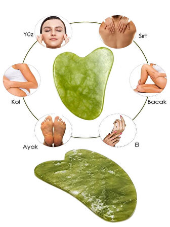 Orijinal Yeşim Taşı Gua Sha Yüz ve Vücut Yenileme ve Masaj Aleti Gerçek Yeşim Taşı