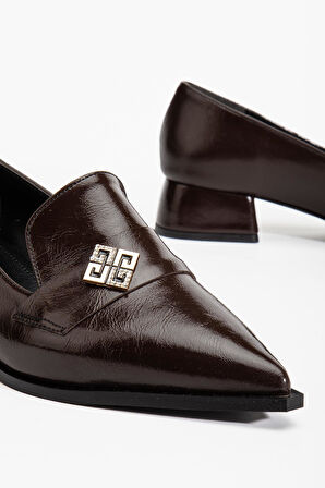 Suins Premium Melinka Model Kadın Orta Topuklu Siyah Kahve Bordo Ayakkabı