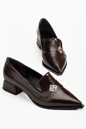 Suins Premium Melinka Model Kadın Orta Topuklu Siyah Kahve Bordo Ayakkabı