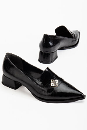 Suins Premium Melinka Model Kadın Orta Topuklu Siyah Kahve Bordo Ayakkabı