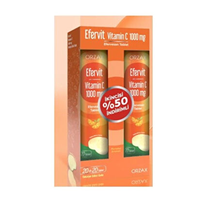 Ocean Efervit Vitamin C 1000 mg 20 Efervesan Tablet + 20 Tablet - İkincisi %50 İndirimli