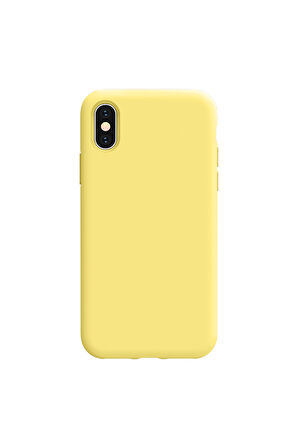 iphone X ve Xs Uyumlu Premium Lansman Liquid Silikon Kılıf İçi Kadife-Sarı