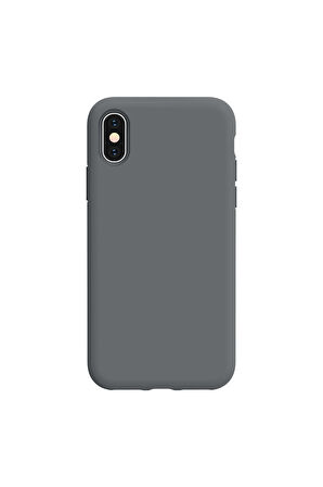 iphone X ve Xs Uyumlu Premium Lansman Liquid Silikon Kılıf İçi Kadife-Gri