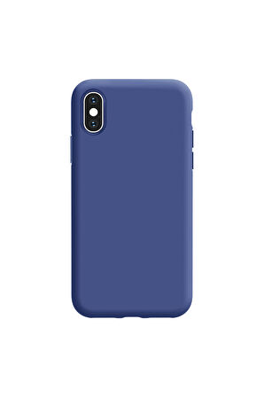 iphone X ve Xs Uyumlu Premium Lansman Liquid Silikon Kılıf İçi Kadife-Gece Mavi