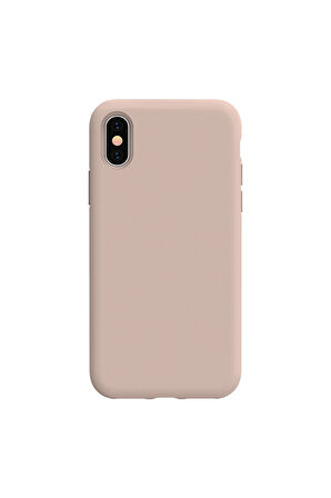 iphone X ve Xs Uyumlu Premium Lansman Liquid Silikon Kılıf İçi Kadife-Kum Pembe