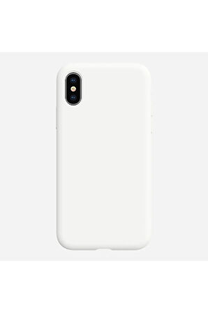 iphone X ve Xs Uyumlu Premium Lansman Liquid Silikon Kılıf İçi Kadife-Beyaz