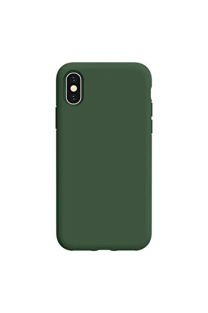 iphone X ve Xs Uyumlu Premium Lansman Liquid Silikon Kılıf İçi Kadife-Yeşil