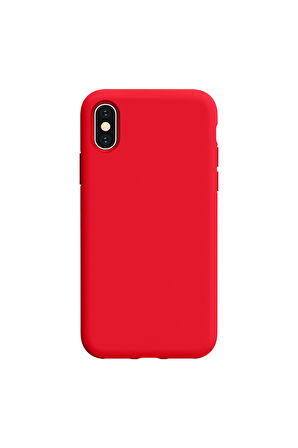 iphone X ve Xs Uyumlu Premium Lansman Liquid Silikon Kılıf İçi Kadife-Kırmızı