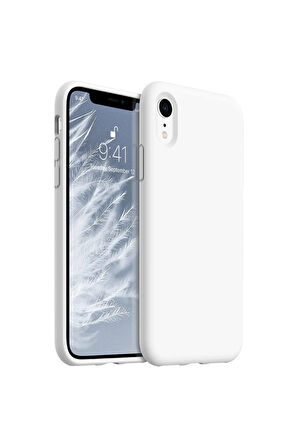 iphone XR Uyumlu Premium Lansman Liquid Silikon Kılıf İçi Kadife-Beyaz