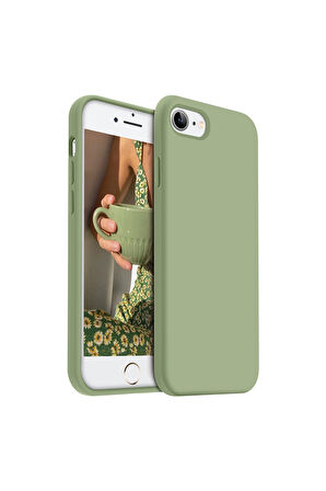 iphone 7-8-Se 2020 Uyumlu Premium Lansman Liquid Silikon Kılıf İçi Kadife-Fıstık Yeşil