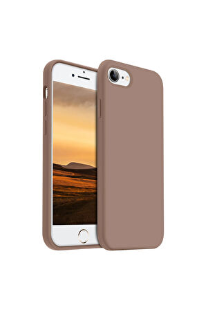 iphone 7-8-Se 2020 Uyumlu Premium Lansman Liquid Silikon Kılıf İçi Kadife-Kahverengi